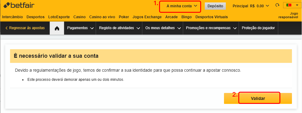 tutorial validar conta btfair